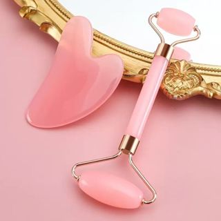 2 Chiếc Con Lăn Mặt Và Gua Sha Bộ Chống Lão Hóa Con Lăn Máy Mát Xa Guasha Dụng Cụ Cho Mặt Cổ Mắt Nhựa Tự Nhiên Làm Đẹp Dụng Cụ Chăm Sóc Da Mặt Mỏng Cơ Thể Thư Giãn Giảm Nhăn