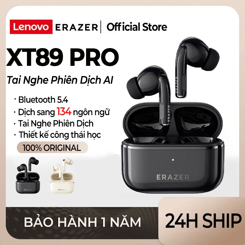 Lenovo ERAZER XT89 Pro Tai Nghe Phiên Dịch AI Tai nghe không dây Bluetooth 5.4 Tai nghe dịch AI Dịch 134 ngôn ngữ Giảm tiếng ồn thụ động Tai nghe nhét tai HIFI Có nút tai | BigBuy360 - bigbuy360.vn