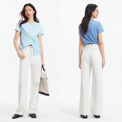Semir Nữ Mềm Denim Quần Ống Rộng Mùa Hè 2025 Mới Thoáng Mát Quần Ống Rộng Chân Kéo Dài Hợp Thời Trang