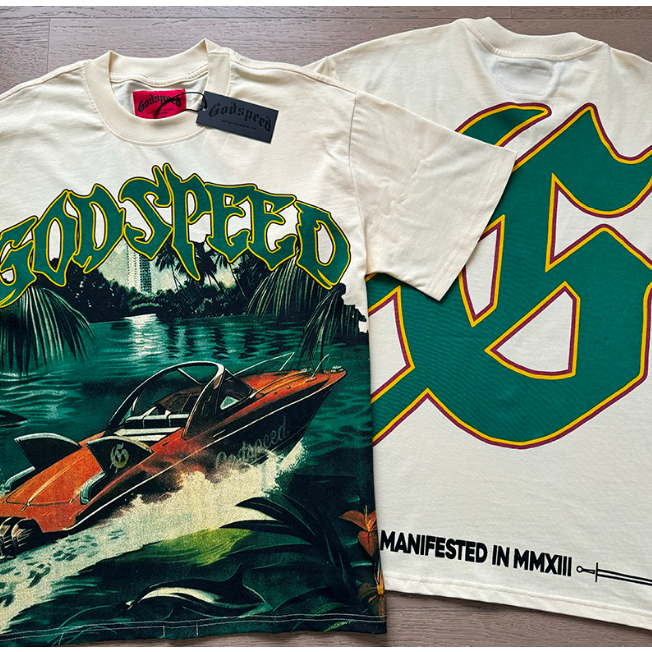 Phong Cách Mới Godspeed Nam Nữ Cotton Nguyên Chất Áo Thun Ngắn Tay 0328