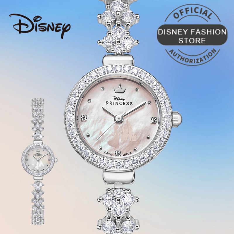 Disney Chuột Mickey Series Ánh Sáng Sang Trọng Đồng Hồ Thạch Anh Dây Xích Tinh Tế Dây Chuyền Sáng Bó