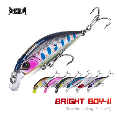 Kingdom Mồi Câu Cá 45mm 60mm 3.6g 7g Chìm Minnow ABS Mồi Cứng Mồi Câu Cá Wobblers Im Lặng & Ồn Đúc Câu Cá Cho Pike Cá Hồi Bass Crankbaits Slim Body Cứng