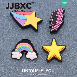 JJBXC   Charms Shoes Khóa Trang Trí Ngôi Sao Sét Sao Băng Cầu Vồng Series Độc Quyền Phụ Kiện Chính Hãng Cho Giày Dép   Quà Tặng Thần Thoại Sticker Dép  
