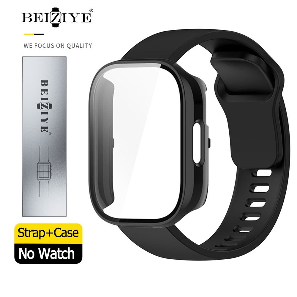 Beiziye Dây đeo silicon+Kính cường lực Ốp lưng cho Đồng Hồ Thông Minh Xiaomi Redmi Watch 5 Active 5 