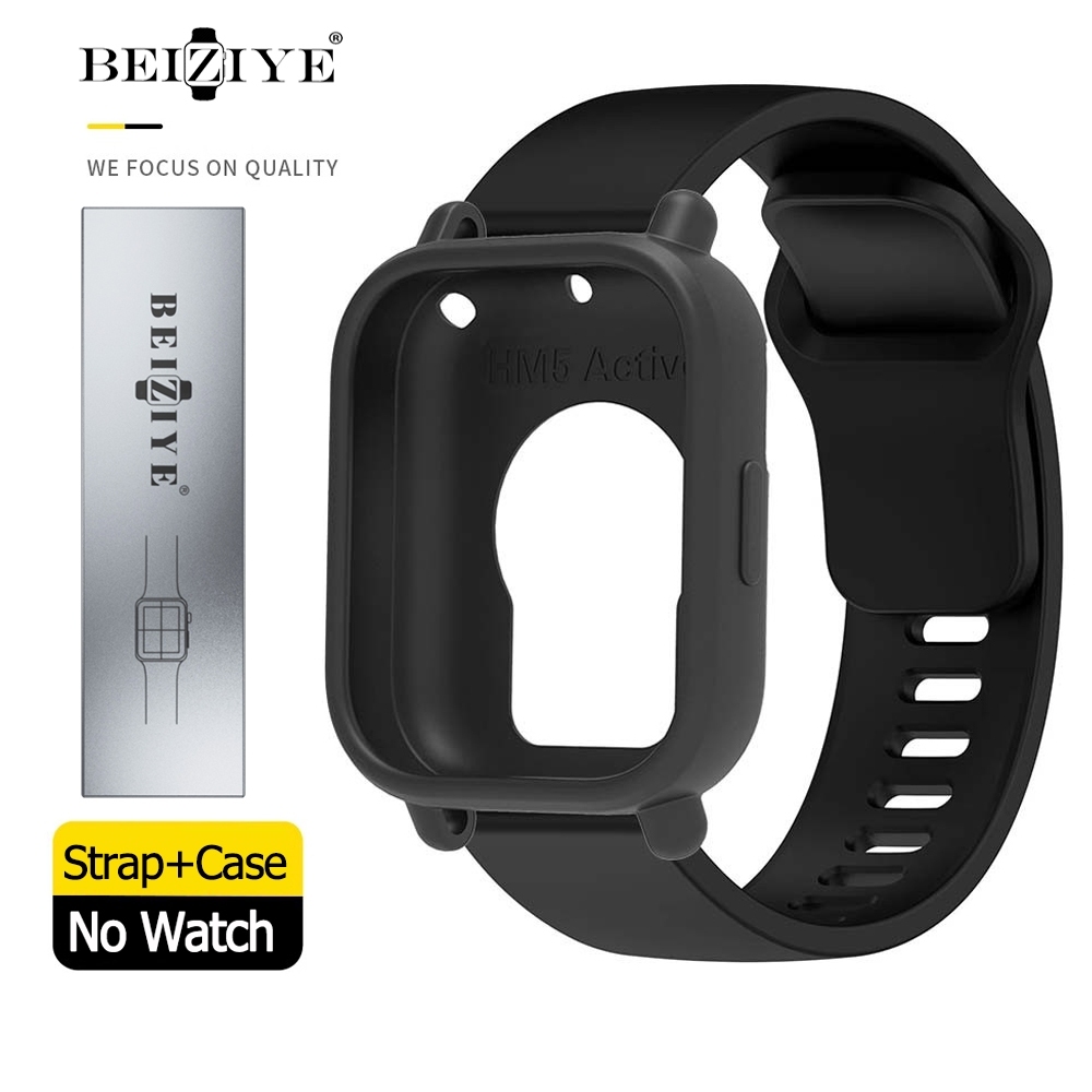 Beiziye Dây đeo silicon + Vỏ cho Đồng Hồ Thông Minh Xiaomi Redmi Watch 5 Active 5 Lite