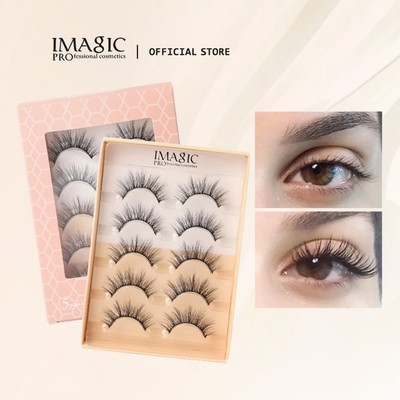 Imagic Lông mi giả 3D chống nước Công cụ trang điểm mắt lâu trôi 5 đôi