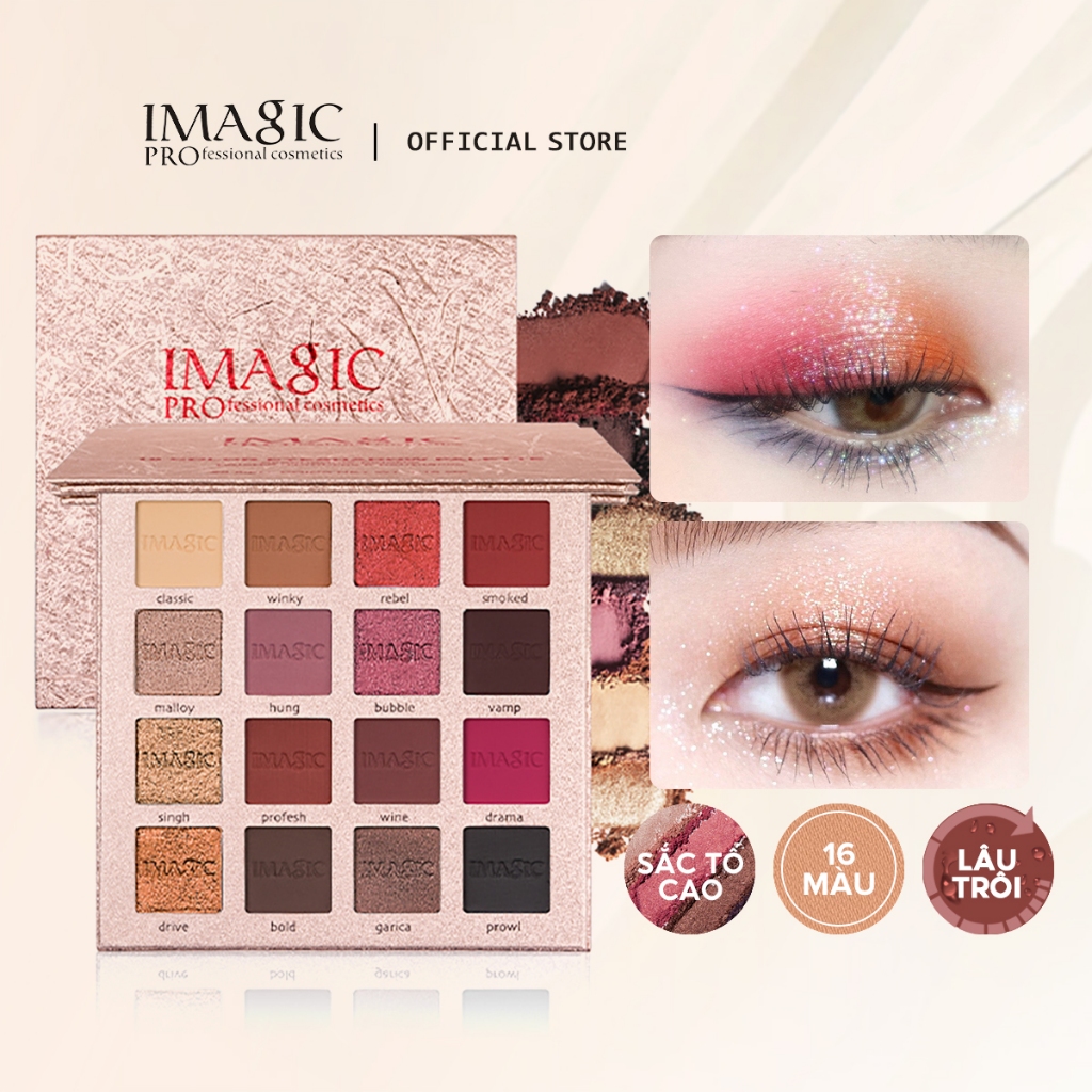 Bảng phấn mắt IMAGIC 16 màu lỳ/ màu nhũ thời trang 135g