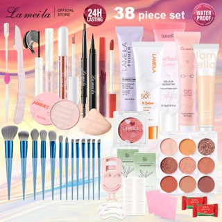  Lameila 38 Miếng Trang Điểm Mặt Bộ Mỹ Phẩm Bút Kẻ Mắt Son Môi Phấn Mắt Cọ Trang Điểm BB Kem Chống Nắng Kem Tông Đơ Lông Mày Chống Thấm Nước Người Mới Bắt Đầu Phải Có 