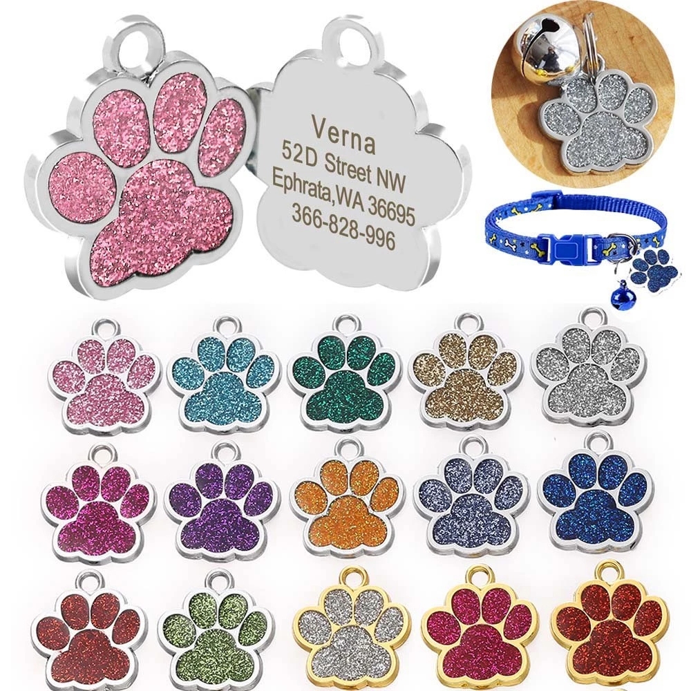 St. kunkka 1 Cái Cá Tính Chó Mèo Thú Cưng Biển Tên Khắc ID Thẻ Tên Mặt Dây Chuyền Phụ Kiện Thú Cưng Nhấp Nháy Chân Mặt Dây Chuyền Chuông