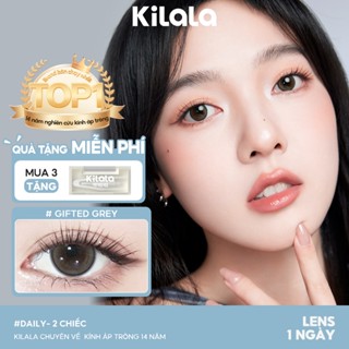 Kính áp tròng Kilala lens 1 ngày màu xám Gifted Grey DIA 14.0mm có độ (0-7)10 chiếc  2 chiếc
