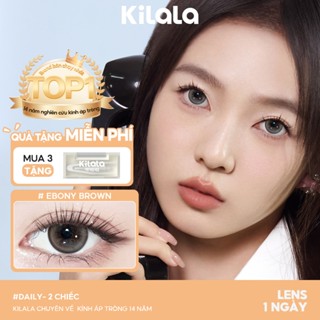Kính áp tròng Kilala màu nâu Ebony Brown lens cận 1 ngày DIA 14.2mm có độ (0-8) 2 chiếc