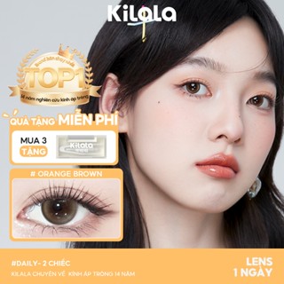 Kính áp tròng Kilala lens 1 ngày màu lam Orange Brown DIA 14.2mm có độ (0-7) 10 chiếc 2 chiếc