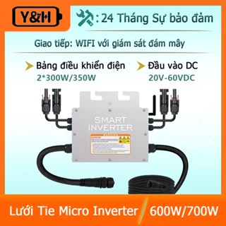  Y&H 600W   700W Lưới Tie Micro Inverter với WIFI truyền thông Không thấm nước MPPT Stackable DC30-60V Đầu vào năng lượng mặt trời AC230V Đầu ra sóng sin tinh khiết cho Bảng điều khiển PV 30V 36V 