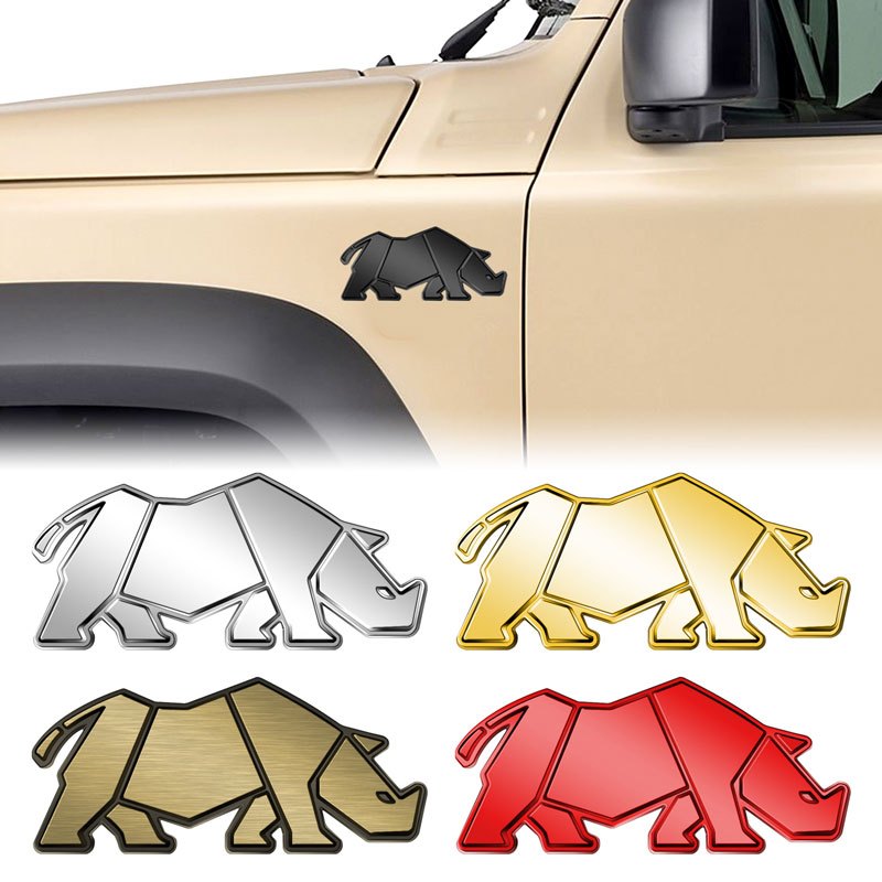 3d Rhinoceros Logo Kim Loại Biểu Tượng Thân Xe Phía Sau Thân Xe Huy Hiệu Miếng Dán Fender Bên Đề Can