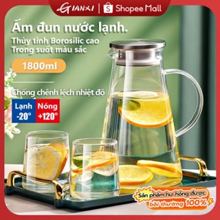 GIANXI【Có hàng tồn kho  Bình Nước Thuỷ Tinh Bình thủy tinh ấm trà Chịu Nhiệt 1.8 Lít Dung Tích Lớn,Borossilicate An Toàn Không Chứa Chì Cao Cấp