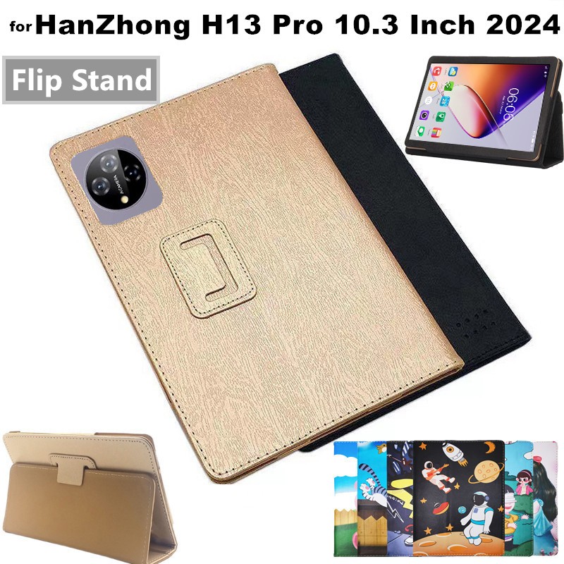 Ốp Lật Cho HanZhong H13 Pro 10.3 Inch 2024 Họa Tiết Lụa Bao Lật Có Thể Gập Lại Đứng Bảo Vệ Toàn Thân