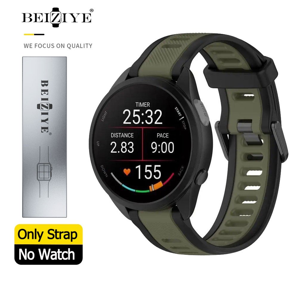 Beiziye đeo đồng hồ Dây đeo silicon màu trơn cho Garmin Forerunner 165 165 Music