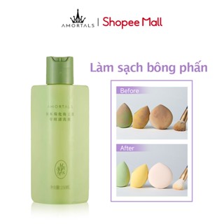 Nước rửa cọ trang điểm và bông mút Amortals làm sạch nhanh chóng, hiệu quả và vệ sinh.