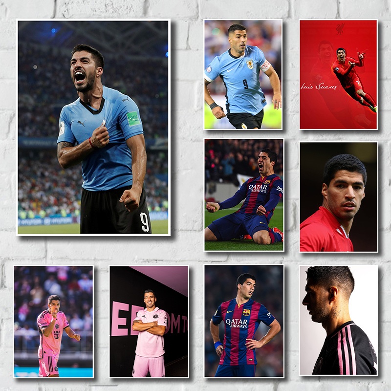 Poster giấy Kraft cổ điển Luis Suárez | Tranh trang trí khoảnh khắc quyết định của Fierce Striker | 