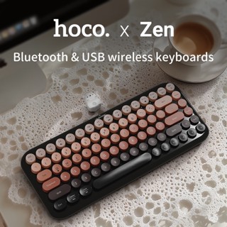 HOCO Zen Bluetooth + Bàn phím chế độ kép không dây 84 phím Bàn phím không dây Nút đầy màu sắc Bàn phím cho máy tính xách tay Bàn phím di động