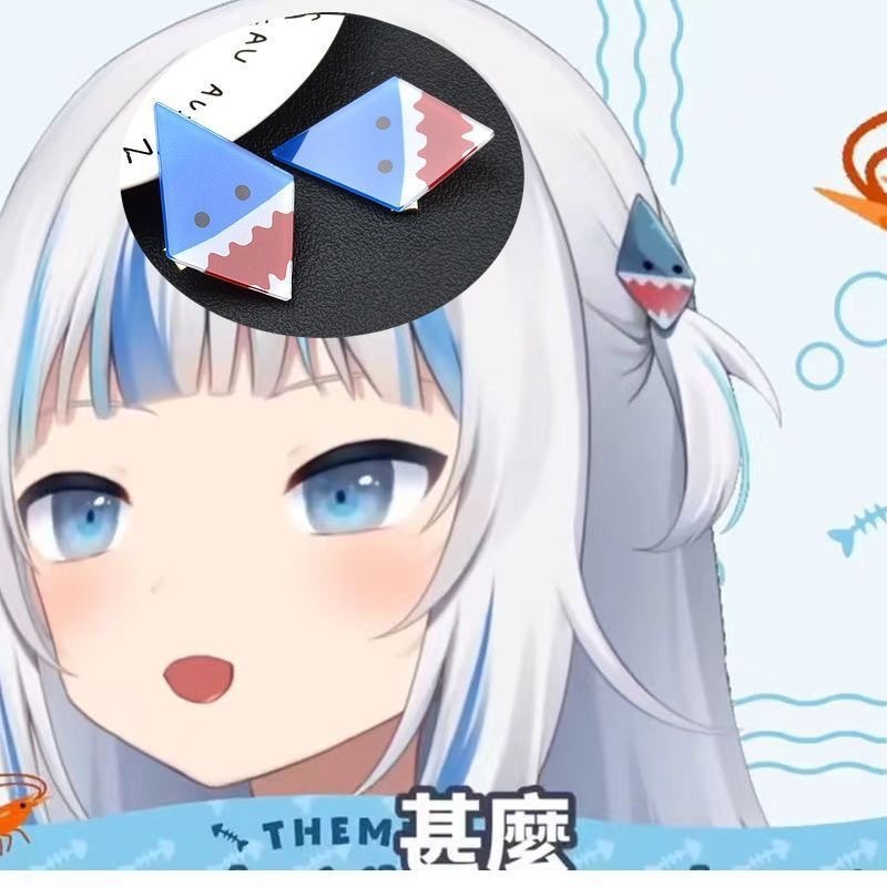 Jingyue Vtuber hololive EN Gawr Gura Cosplay tóc Phụ kiện Anime Đảng Phụ kiện thời trang kẹp tóc Ani