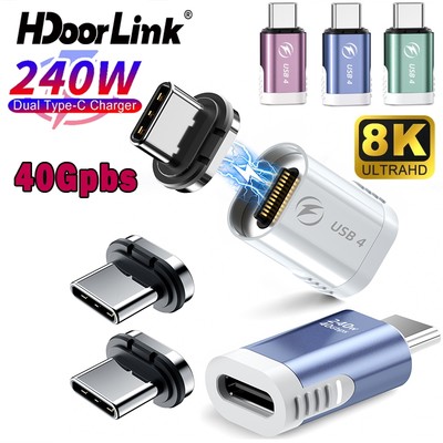 HdoorLink 240W USB C Sạc Nhanh Từ Bộ Chuyển Đổi 40Gbps Truyền Dữ Liệu 8K @ 60Hz Nam Châm Chuyển Đổi Cho Điện Thoại Laptop