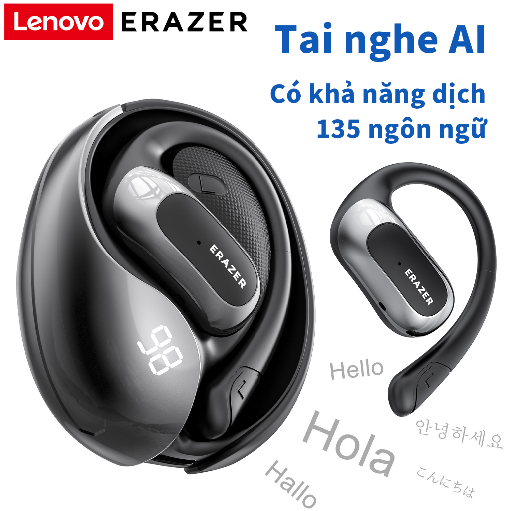 Lenovo ERAZER X5 Tai Nghe Phiên Dịch Al Tai nghe không dây dịch thời gian thực thông minh Bluetooth 5.4 có màn hình LED Tai nghe doanh nghiệp có Mic chống nước IPX5 | BigBuy360 - bigbuy360.vn