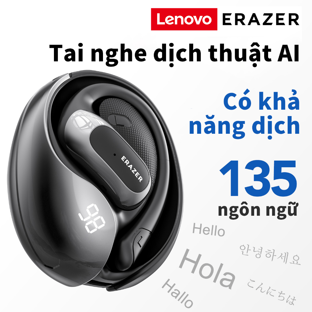 Lenovo ERAZER X5 Tai Nghe Phiên Dịch Al Tai nghe không dây dịch thời gian thực thông minh Bluetooth 5.4 có màn hình LED Tai nghe doanh nghiệp có Mic chống nước IPX5 | BigBuy360 - bigbuy360.vn