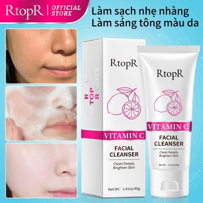 Sữa Rửa Mặt Tạo Bọt Vitamin c RtopR Cải Thiện Da Mụn Đầu Đen Kiềm Dầu Làm Sạch Da Lỗ Chân Lông Hỗ Trợ Da Dầu/ Da Khô/ Da Hỗn Hợp Cleanser Sâu Kiềm Dầu Cho Da Mụn Deep Cleansing Foam 40g