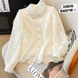  Áo sơ mi dài tay ren dáng rộng phong cách Hàn Quốc dành cho nữ 