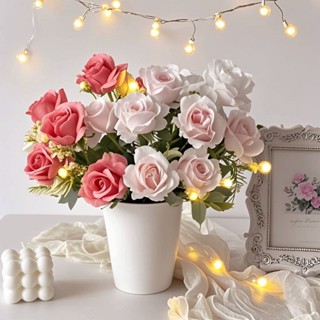 Bó Hoa Hồng Giả 7 Bông Phong Cách Châu Âu Dùng Để Trang Trí Tiệc Cưới