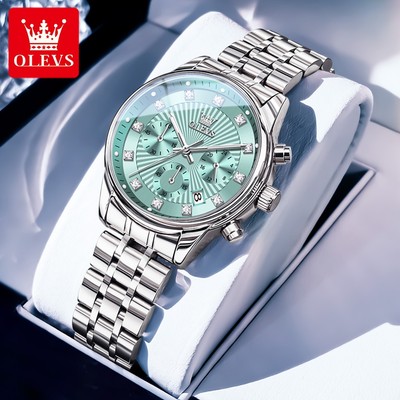 OLEVS Đồng hồ nữ Đa chức năng Đồng hồ Quartz Chống nước Thời trang Dây thép không gỉ Chính hãng 3669