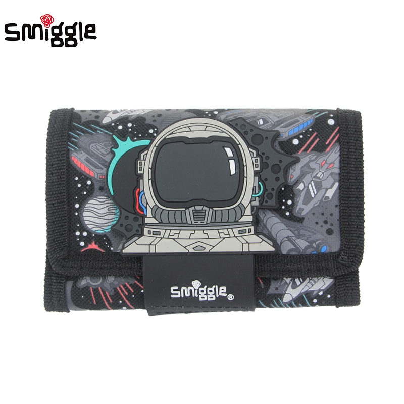 Úc Smiggle Chính Hãng Trẻ Em Ví Bé Trai Ly Hợp Túi Đựng Thẻ Xám Phi Hành Gia Hoạt Hình Tên Lửa Tiền 