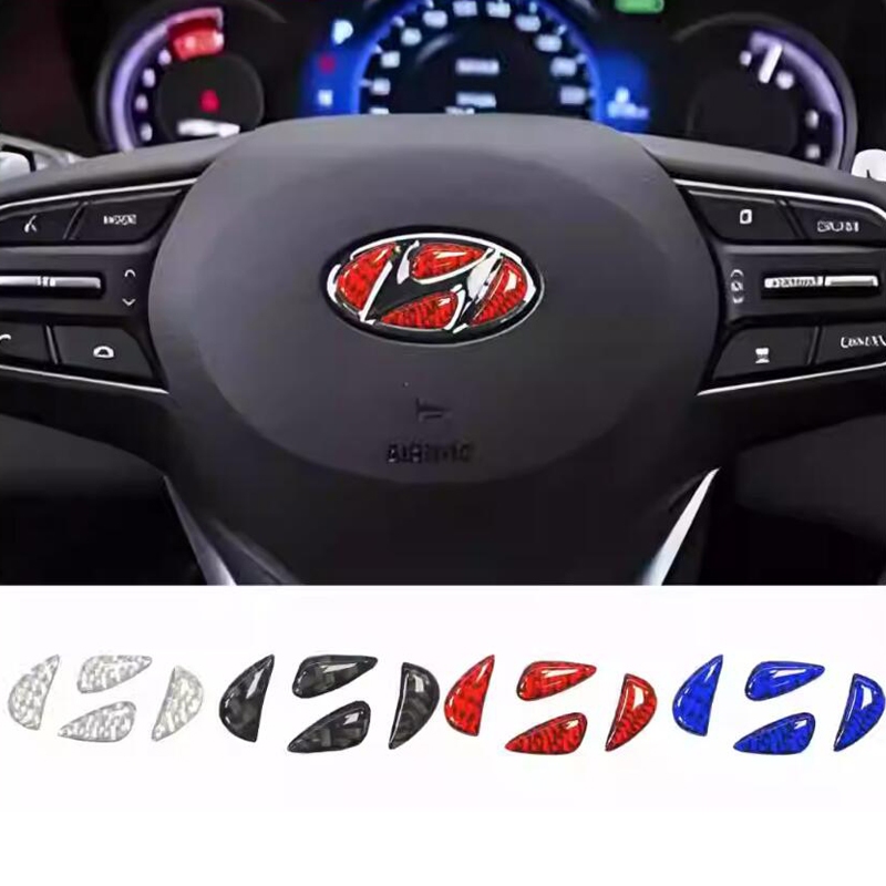 1 x Sợi Carbon HYUNDAI Vô Lăng Logo Biểu Tượng Miếng Dán Cho HYUNDAI Accent Elantra Tucson Sonata Ko