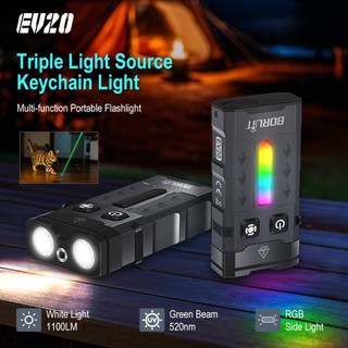  Boruit EV20L Móc Khóa EDC LED Chùm Xanh Đèn Pin Hợp Kim IP66 Chống Thấm Nước Type-C Sạc Nam Châm Cắm Trại Đèn RGB Có Dây Đeo Kẹp 