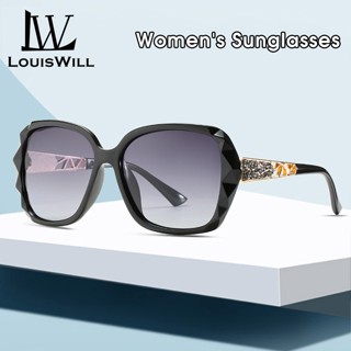 Kính mát LOUISWILL gọng lớn đính đá chống tia uv thời trang cho nữ
