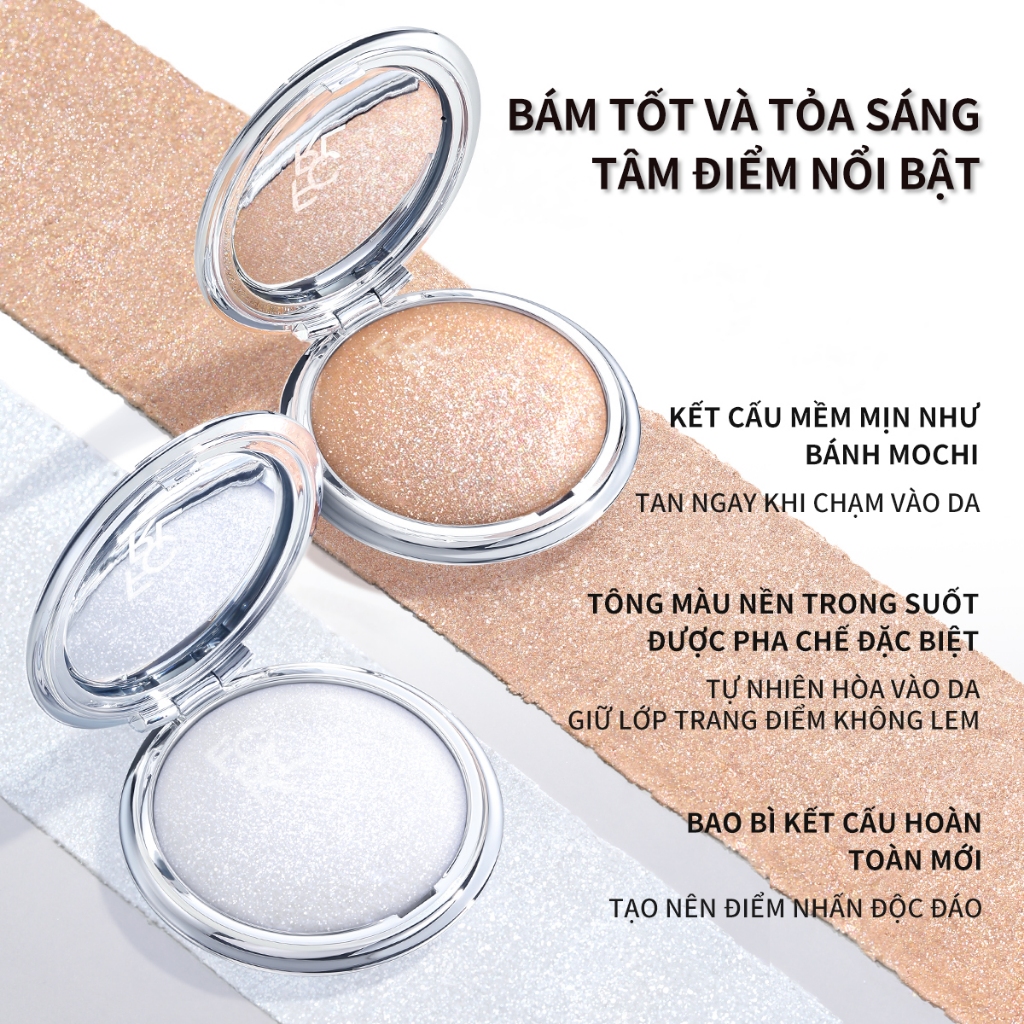 FOCALLURE Họa tiết mềm mại giống Mochi Highlighter Shimmer Glitter