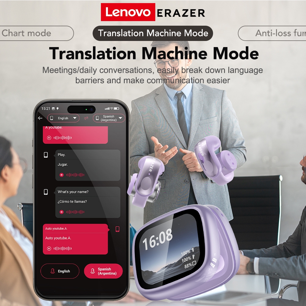 ERAZER XF28 AI Dịch Tai Nghe Bluetooth V6.0 Màn Hình Cảm Ứng LCD Thiết Kế Kẹp Tai Nghe Không Dây tai nghe kẹp tai | BigBuy360 - bigbuy360.vn