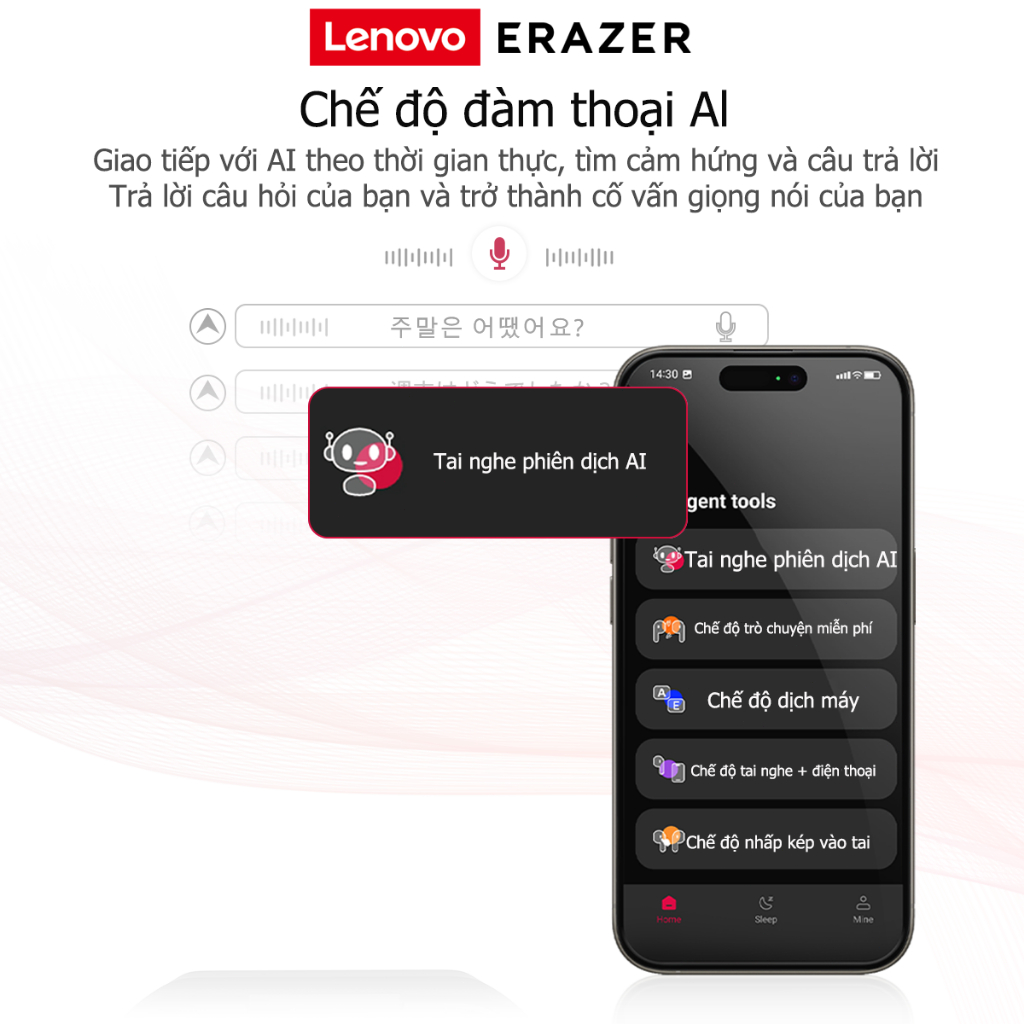 Lenovo ERAZER XT69 Pro Tai Nghe Phiên Dịch AI Bluetooth 5.4  Tai nghe không dây Tai nghe Bluetooth Khử tiếng ồn Tai nghe không dây HiFi Music HD Gọi có micrô Bluetooth 5.4 tai nghe lenovo | BigBuy360 - bigbuy360.vn