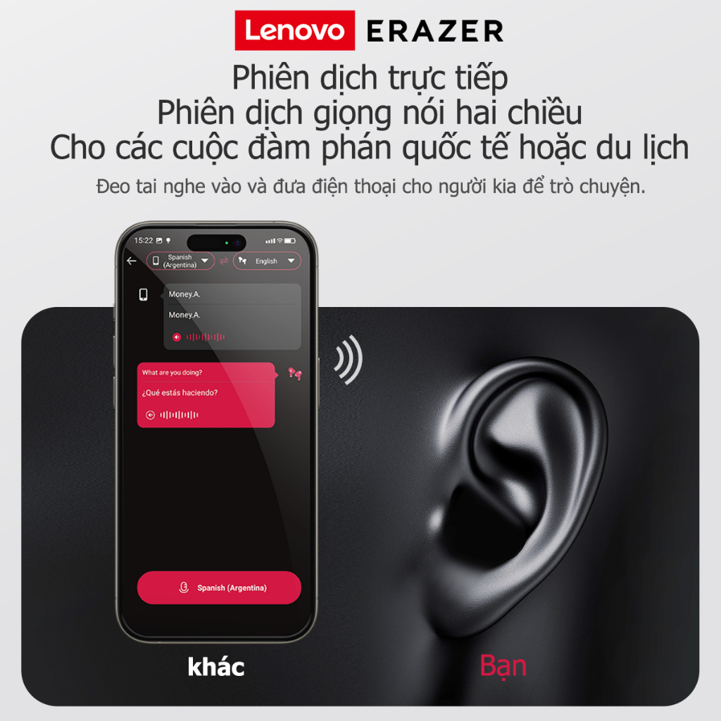 Lenovo ERAZER XT69 Pro Tai Nghe Phiên Dịch AI Bluetooth 5.4  Tai nghe không dây Tai nghe Bluetooth Khử tiếng ồn Tai nghe không dây HiFi Music HD Gọi có micrô Bluetooth 5.4 tai nghe lenovo | BigBuy360 - bigbuy360.vn