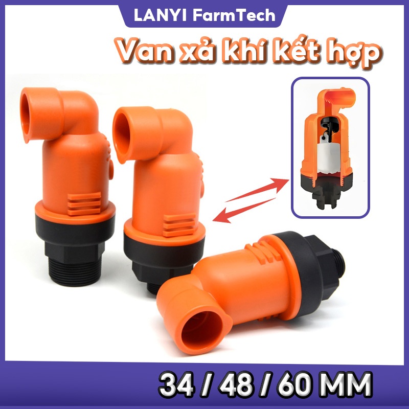 Van xả khí - Van xả khí kết hợp phi 34 / 48 / 60 mm - Van xả khí hệ thống tưới kết hợp phi
