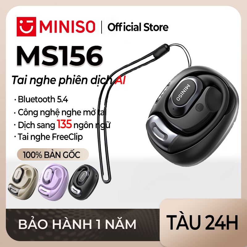 Miniso MS156 Tai Nghe Phiên Dịch AI Tai nghe tai mở Tai nghe Bluetooth loại bỏ tiếng ồn Bluetooth 5.4 Tai nghe không dây IPX5 Tai nghe thể thao chống nước có Mic Tai nghe dẫn truyền xương | BigBuy360 - bigbuy360.vn