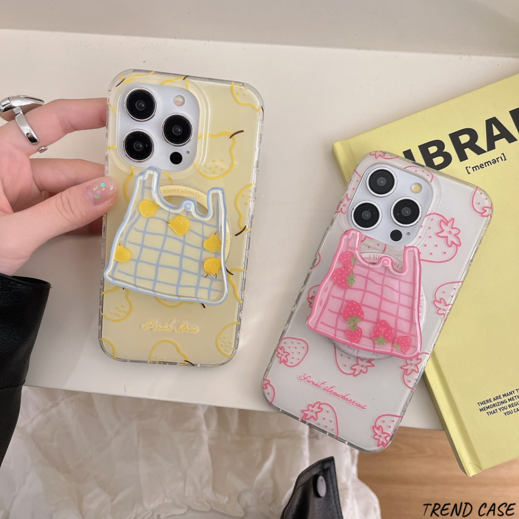 Phim Hoạt Hình Lê Túi Mua Sắm Từ Đứng Ốp Lưng Điện Thoại iPhone 16 15 14 13 Pro Max Vỏ Bảo Vệ Chống 