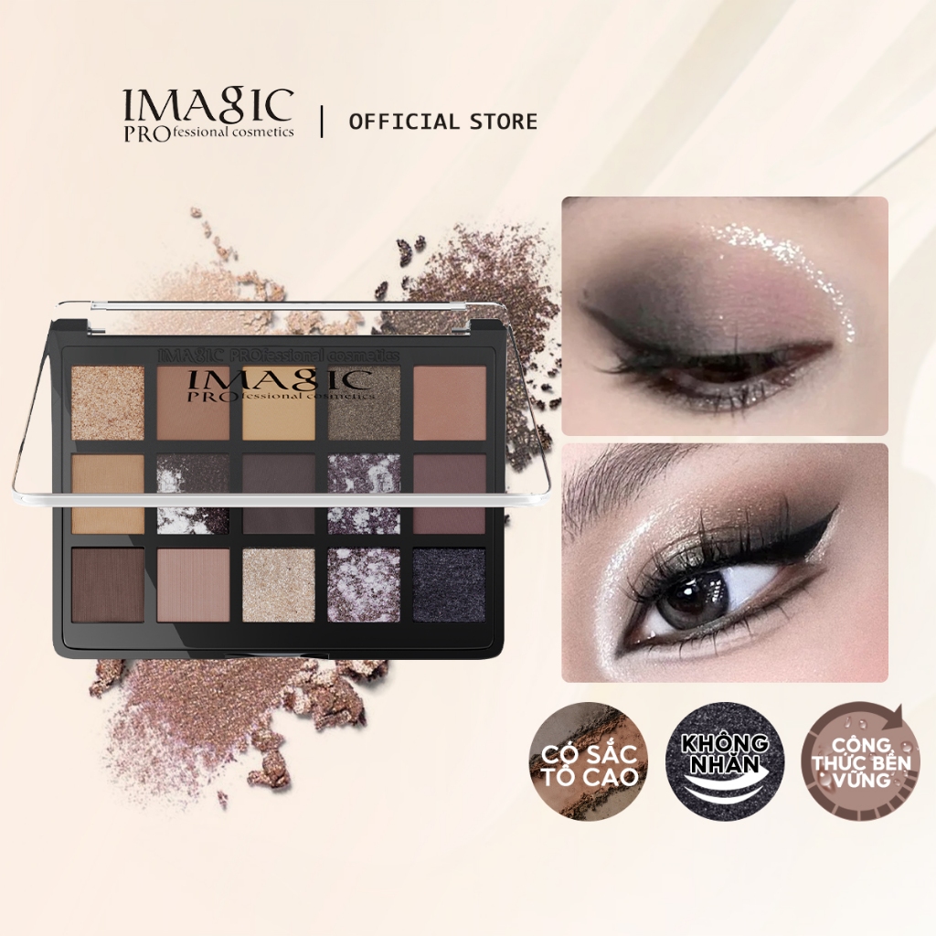 Imagic Bảng Phấn Mắt Sắc Tố Cao 15 Màu Bảng Mắt Trang Điểm Lâu Dài Mắt Mờ & Ngọc Trai Bóng Mắt