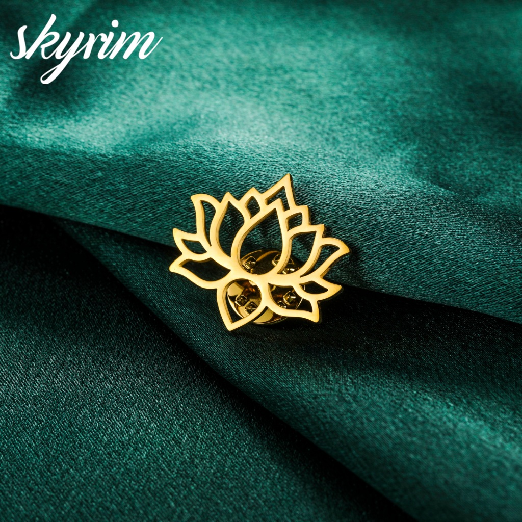 SKYRIM Thép không gỉ Lotus Trâm 24 * 27MM Pin Trang Sức Phù Hợp Với Phụ Kiện