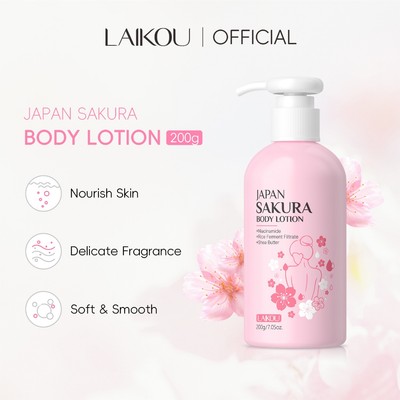 Laikou Sakura Body Lotion Smooth Skin Even Out Skin Tone Reduce Back Acne Body Cream 200g