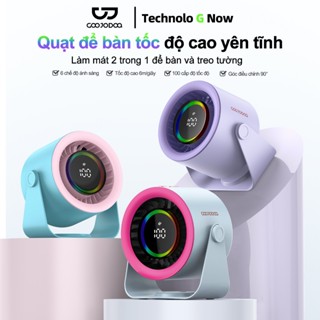 GOOJODOQ GFS008 Quạt tốc độ cao để bàn 2 trong 1 Quạt 100 tốc độ Màn hình kỹ thuật số LED quạt turbo có thể điều chỉnh Đèn chiếu sáng RGB