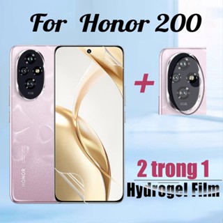 Honor 200 5G 2 Trong 1 Miếng Dán Bảo Vệ Màn Hình Hydrogel Mềm Cho Honor 200 90 Lite 70 50 5G Hydrogel Bảo Vệ Phim & Ống Kính Máy Ảnh