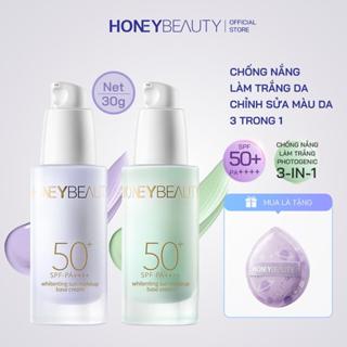 Honey Beauty SPF50 + PA + + + Kem lót mặt Kem lót trang điểm Kem cách ly Kem dưỡng ẩm Hydrating Brightening Concealer Tone-up Pore Giảm thiểu lâu trôi 30g