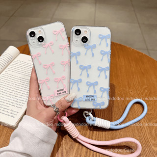 ốp lưng for OPPO Reno 5F 4Z 4 F 6 5G 5 Pro 4G 2F 2Z 2 3 4F Lite A93 A94 A57 2016 A39 F1S A71 F5 A83 A1 F7 Cute Blue Pink Bow Cartoon Korean style Tpu Straight Edge Clear Lens protection Soft Phone Case Sweet Ribbon Bowknot Lanyard Back Cover TM 53